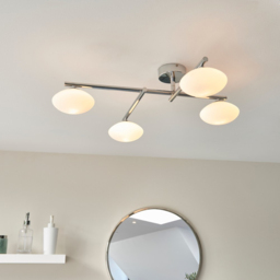 Merano Oristano Semi Flush Chrome Plate 4 Light Semi Flush Ceiling Light - Size: 64 x 66 x 0.1cm - Silver - Wilko - thumbnail 7
