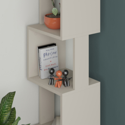 Decortie Piri 5 Shelf Sandstone Asymmetrical Bookcase - Cream - Wilko - thumbnail 4