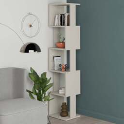 Decortie Piri 5 Shelf Sandstone Asymmetrical Bookcase - Cream - Wilko