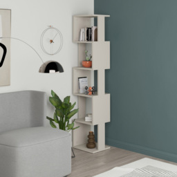 Decortie Piri 5 Shelf Sandstone Asymmetrical Bookcase - Cream - Wilko - thumbnail 5