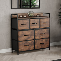 Vida Designs Chorley 7 Drawer Rustic Brown Fabric Chest of Drawer - Wilko - thumbnail 3