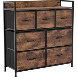 Vida Designs Chorley 7 Drawer Rustic Brown Fabric Chest of Drawer - Wilko - thumbnail 1