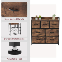 Vida Designs Chorley 7 Drawer Rustic Brown Fabric Chest of Drawer - Wilko - thumbnail 5