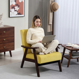 Portland Champagne Velvet Solid Wood Frame Armchair - Size: Single - Yellow - Wilko - thumbnail 7
