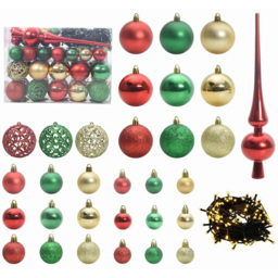 vidaXL Pre-Lit Warm White LED Multicolour Baubles White Artificial Christmas Tree with Stand 4.9ft - Wilko - thumbnail 5