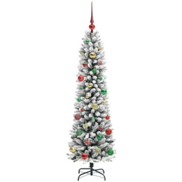vidaXL Pre-Lit Warm White LED Multicolour Baubles White Artificial Christmas Tree with Stand 4.9ft - Wilko - thumbnail 4