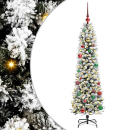 vidaXL Pre-Lit Warm White LED Multicolour Baubles White Artificial Christmas Tree with Stand 4.9ft - Wilko - thumbnail 3