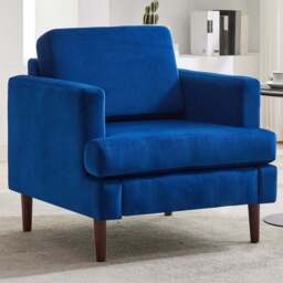 Living and Home Blue Linen Mid-Century Armchair - Size: 80 x 76 x 80cm - Wilko