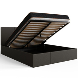 GFW Double Grey Hopsack Fabric End Lift Ottoman Bed with Bonnell Mattress - Wilko - thumbnail 6