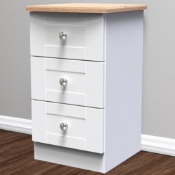 Crowndale Sussex 3 Drawer White Ash and Bardolino Oak Bedside Table Ready Assembled - Wilko - thumbnail 1