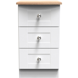 Crowndale Sussex 3 Drawer White Ash and Bardolino Oak Bedside Table Ready Assembled - Wilko - thumbnail 4