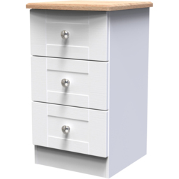 Crowndale Sussex 3 Drawer White Ash and Bardolino Oak Bedside Table Ready Assembled - Wilko - thumbnail 3
