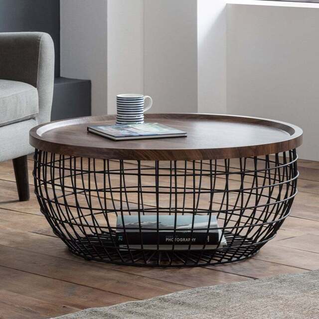 Julian Bowen Smithson Black and Walnut Storage Coffee Table - Size: 80 x 80 x 36cm - Wilko - image 1