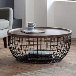 Julian Bowen Smithson Black and Walnut Storage Coffee Table - Size: 80 x 80 x 36cm - Wilko