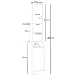 R White Cabinets 4 Shelf Desktop Tower Storage with Hutch Brown - Size: 182.8 x 30 x 54cm - Wilko - thumbnail 6