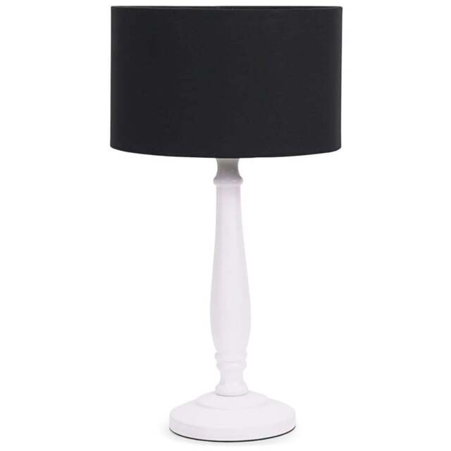 ValueLights Victoria Black Fabric Drum Shade White Wood Traditional LED Table Lamp - Size: 45.5 x 25.5 x 25.5cm - Wilko - image 1