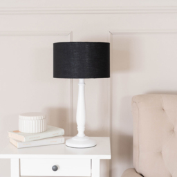 ValueLights Victoria Black Fabric Drum Shade White Wood Traditional LED Table Lamp - Size: 45.5 x 25.5 x 25.5cm - Wilko - thumbnail 4