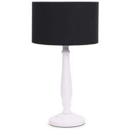 ValueLights Victoria Black Fabric Drum Shade White Wood Traditional LED Table Lamp - Size: 45.5 x 25.5 x 25.5cm - Wilko