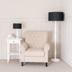 ValueLights Victoria Black Fabric Drum Shade White Wood Traditional LED Table Lamp - Size: 45.5 x 25.5 x 25.5cm - Wilko - thumbnail 7