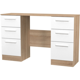 Crowndale Contrast 6 Drawer White Matt and Bardolino Oak Kneehole Desk Ready Assembled - Size: 80 x 125 x 39cm - White Matt & Bardolino Oak - Wilko - thumbnail 5