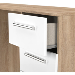 Crowndale Contrast 6 Drawer White Matt and Bardolino Oak Kneehole Desk Ready Assembled - Size: 80 x 125 x 39cm - White Matt & Bardolino Oak - Wilko - thumbnail 7