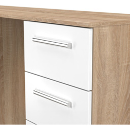 Crowndale Contrast 6 Drawer White Matt and Bardolino Oak Kneehole Desk Ready Assembled - Size: 80 x 125 x 39cm - White Matt & Bardolino Oak - Wilko - thumbnail 6