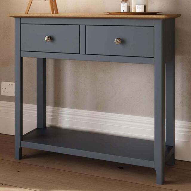 FWStyle Taberno 2 Drawer Graphite Blue Hallway Console Table - Size: 76 x 85 x 30cm - Wilko - image 1