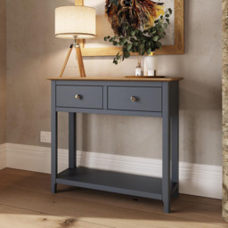 FWStyle Taberno 2 Drawer Graphite Blue Hallway Console Table - Size: 76 x 85 x 30cm - Wilko - thumbnail 7