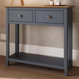 FWStyle Taberno 2 Drawer Graphite Blue Hallway Console Table - Size: 76 x 85 x 30cm - Wilko - thumbnail 1