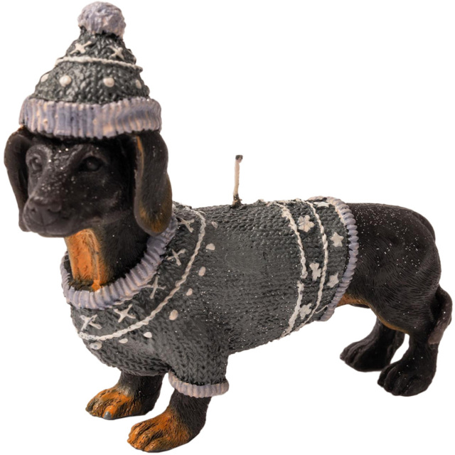 Shatchi Black Dachshund Wiener Dog Decorative Candle - Size: 20 x 14 x 8cm - Grey - Wilko - image 1
