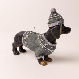 Shatchi Black Dachshund Wiener Dog Decorative Candle - Size: 20 x 14 x 8cm - Grey - Wilko - thumbnail 4
