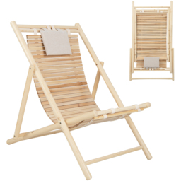 Costway Natural 3 Level Adjustable Reclining Lounger - Size: 2 Seater - Cream - Wilko - thumbnail 5