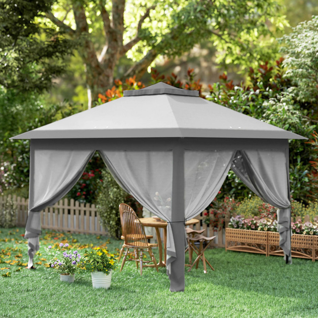 Outsunny 3.3 x 3.3m 2-Tier Grey Pop Up Gazebo - Size: 3 x 3m - Wilko - image 1