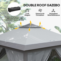 Outsunny 3.3 x 3.3m 2-Tier Grey Pop Up Gazebo - Size: 3 x 3m - Wilko - thumbnail 5