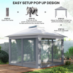 Outsunny 3.3 x 3.3m 2-Tier Grey Pop Up Gazebo - Size: 3 x 3m - Wilko - thumbnail 6
