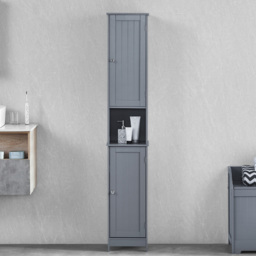 BATH VIDA Priano 2 Door Single Shelf Grey Floor Standing Bathroom Cabinet - Size: 170.6 x 30 x 30cm - Wilko - thumbnail 4