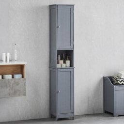 BATH VIDA Priano 2 Door Single Shelf Grey Floor Standing Bathroom Cabinet - Size: 170.6 x 30 x 30cm - Wilko
