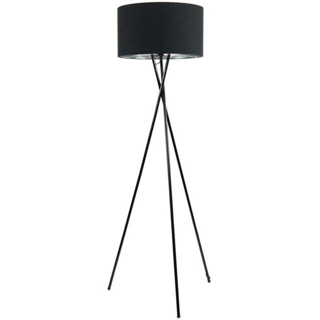ValueLights Camden Black and Silver Shade Tripod Floor Lamp with Bulb - Size: 154 x 57 x 57cm - Wilko - image 1