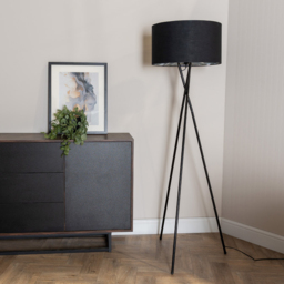 ValueLights Camden Black and Silver Shade Tripod Floor Lamp with Bulb - Size: 154 x 57 x 57cm - Wilko - thumbnail 3