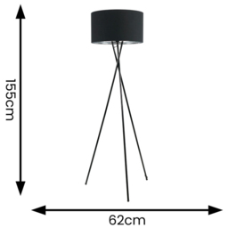 ValueLights Camden Black and Silver Shade Tripod Floor Lamp with Bulb - Size: 154 x 57 x 57cm - Wilko - thumbnail 5