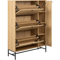 Florence Albany 4 Door Oak Shoe Cabinet - Size: 140.4 x 98.7 x 35cm - Multi - Furniture To Go - Wilko - thumbnail 6
