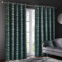 Intimates Warwick Green Metallic Velvet Eyelet Curtains 168 x 183cm - Size: W 168 x D 183cm - Wilko