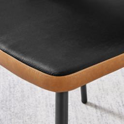 Furniturebox Koda Set of 2 Black and Tan Velvet Faux Leather Dining Chair - Wilko - thumbnail 4
