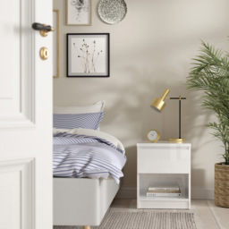 Florence Single Drawer Single Shelf White High Gloss Bedside Table - Furniture to Go - Wilko - thumbnail 6