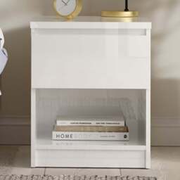 Florence Single Drawer Single Shelf White High Gloss Bedside Table - Furniture to Go - Wilko - thumbnail 1
