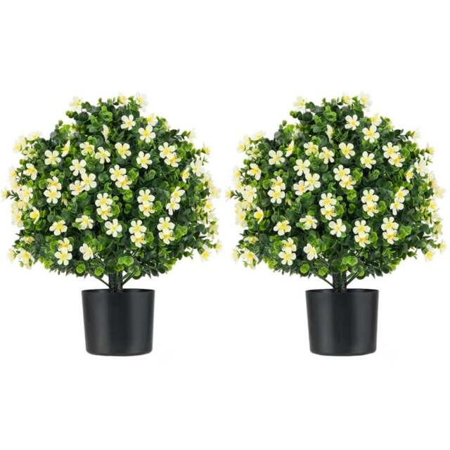 Costway White Artificial Boxwood Topiary Ball Tree 2 Pack - Size: 15 x 15 x 54cm - Wilko - image 1