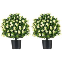 Costway White Artificial Boxwood Topiary Ball Tree 2 Pack - Size: 15 x 15 x 54cm - Wilko - thumbnail 1