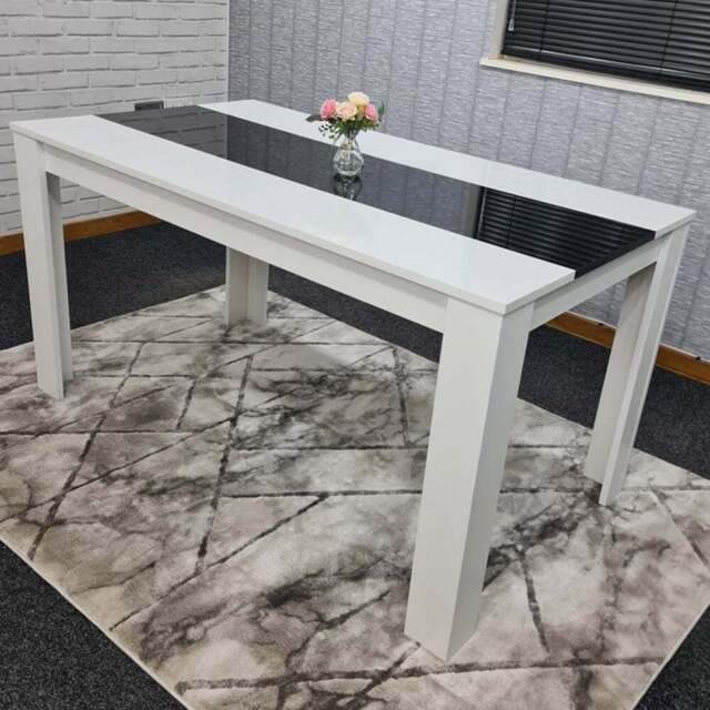 Portland 6 Seater Square Dining Table White and Black - Wilko - image 1