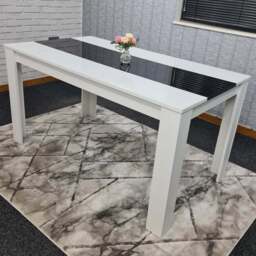 Portland 6 Seater Square Dining Table White and Black - Wilko