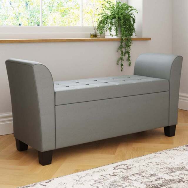 GFW Verona Grey Faux Leather Window Seat - Size: 56 x 107 x 41cm - Wilko - image 1